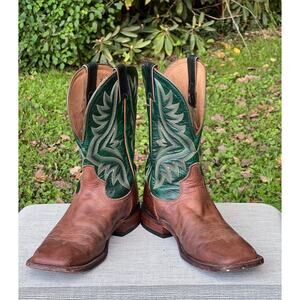 Tony Llama Emerald Green Men's Square Toe Boots H2343 Made in USA 9 1/2 D 9.5